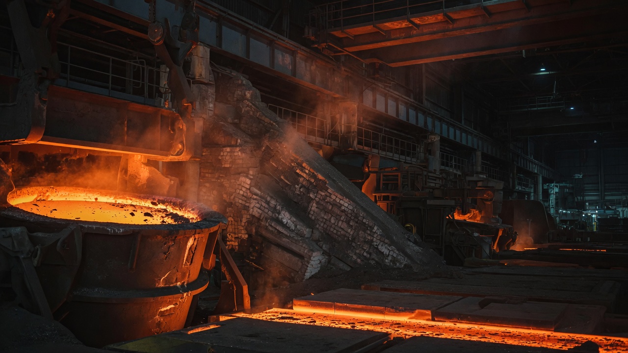 Indústria metalúrgica com fundição de aço incandescente