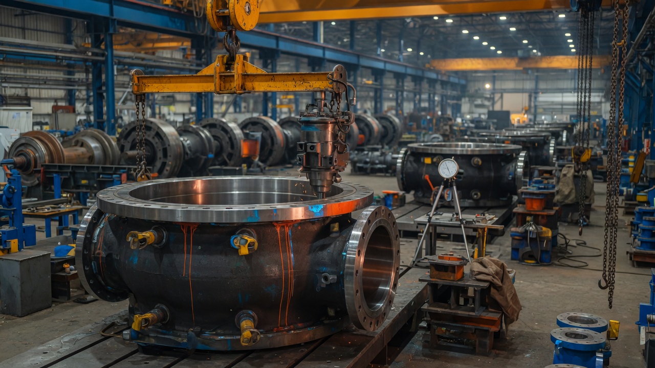 Fabricação de componentes navais sob ponte rolante